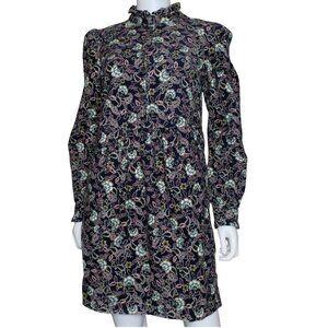 Boden Women's Dress Ruffle Stretch Corduroy Floral Paisley Pockets Prairie US 4R